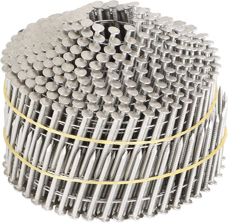 marddpair 1200 Count 1-1/2-Inch x .090-Inch 15-Degree Ring Shank Stainless Steel Siding Nails Collated Wire Coil Nails for Board Siding - Image 2
